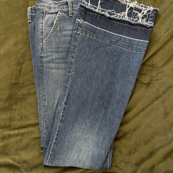 Sneak Peak medium/dark raw hem flare jeans - Picture 3 of 5